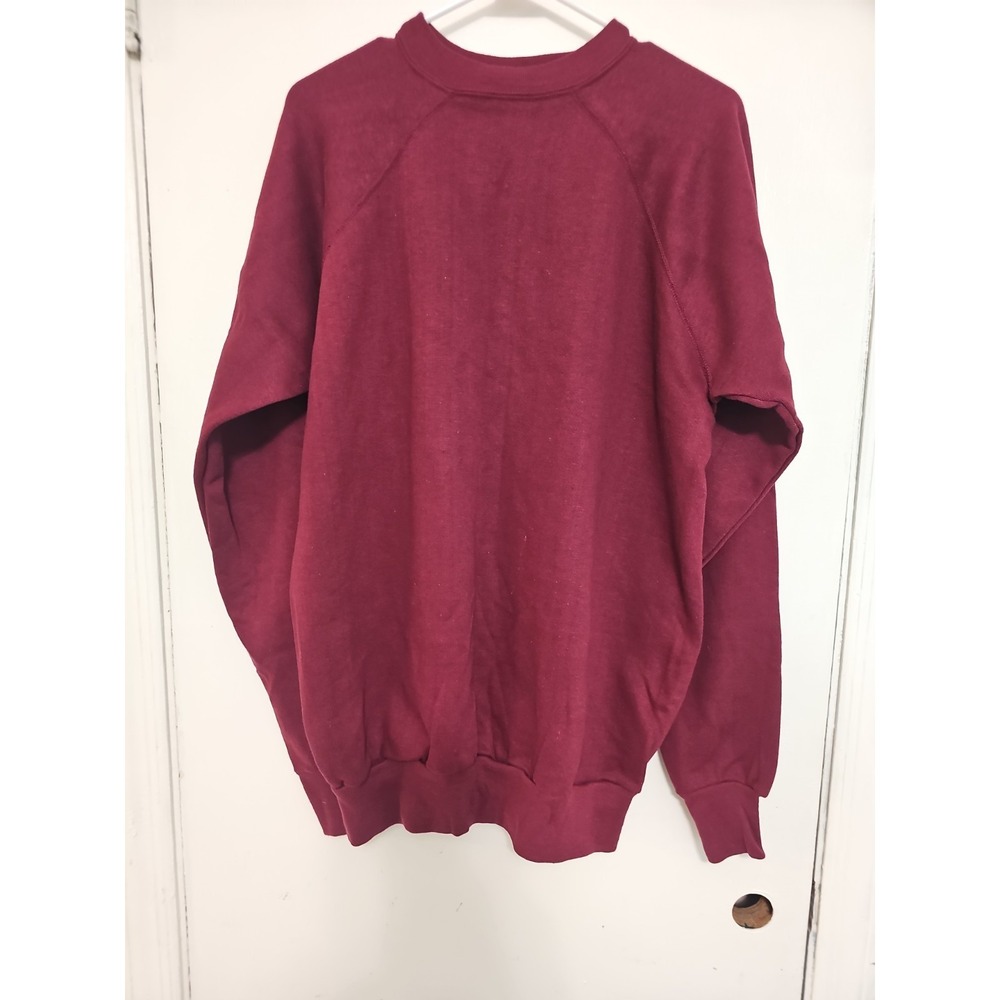 Vintage 70s Sears Raglan Sleeve Sweatshirt Mens Medium Fleece Burgandy Sz XLT